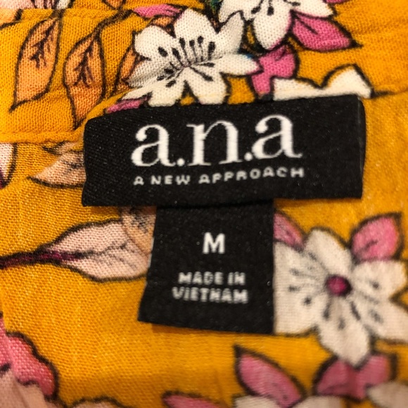 🦋2/$15🦋 a.n.a. Floral Mustard Yellow Button Up Dress - Picture 3 of 4